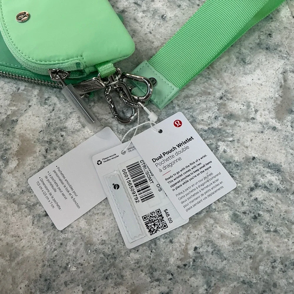 lululemon Dual Pouch Wristlet O/S Raceway Green Citra Lime Retired New